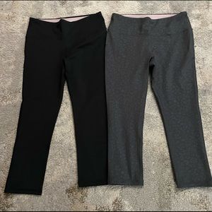 2 pair size medium (8-10) black and geay leopard print marika sport leggings